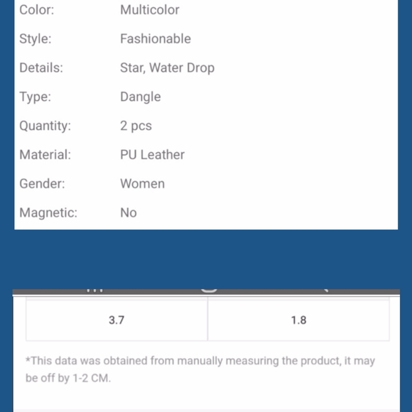 MULTICOLOR STAR PU USA theme WATERDROP EARRINGS - Picture 4 of 4